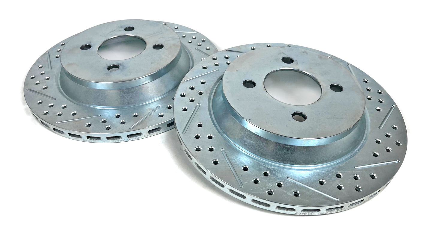 4 OR 5-Lug Cobra Rear Rotors: 11.6" Slotted, Drilled and Zinc Plated