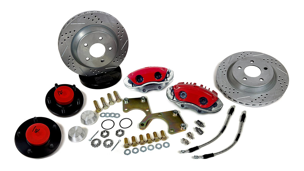 Red 1979-1993 5-Lug Front Brake Kit: 13" Rotors - Stock Spindle (modification kit available)