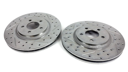 5-lug Cobra Front Rotors: 13" Slotted, Drilled and Zinc Plated