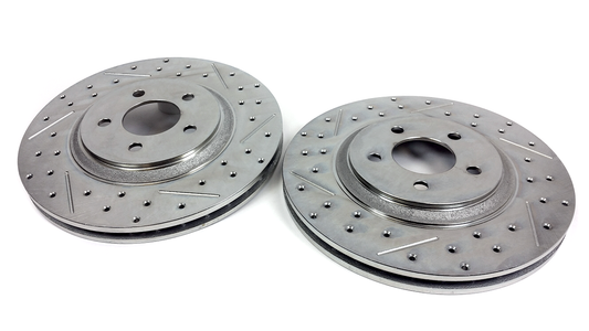 5-lug Cobra Front Rotors: 13" Slot - Drill - Zinc with hub (kit)