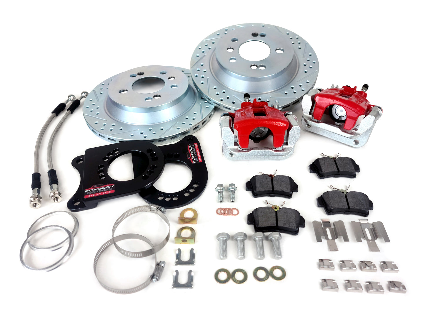 1979-1992 4-Lug Rear Brake Kit RED: Cobra Calipers with 11.6" Rotors + COMBO KIT (C-Clip Eliminator Hardware available)