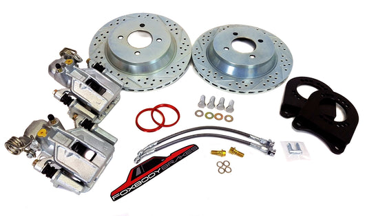 Rear Cobra Brake Kit for 8.8 (4-lug) with Fox Axle Length - Drilled, Slotted Rotors