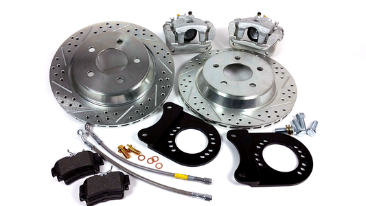 Rear Cobra Brake Kit for 8.8 with Fox Axle Length - Drilled, Slotted Rotors (5 lug)